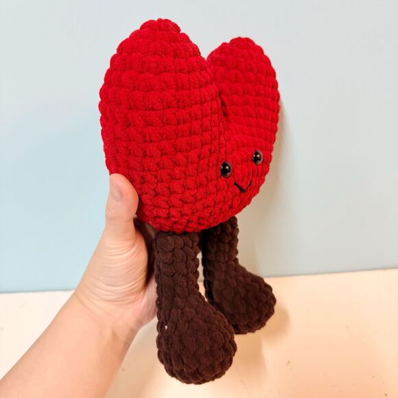 Crochet Heart Plush Jellycat Inspired, Red Amigurumi Heart Toy, Valentine Gift - Picture 4 of 9
